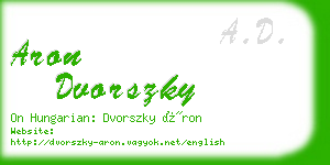 aron dvorszky business card
